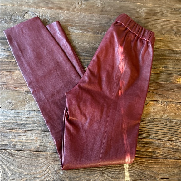 J. Crew Collection oxblood stretch leather pull on skinny pants size 10 - Picture 2 of 11